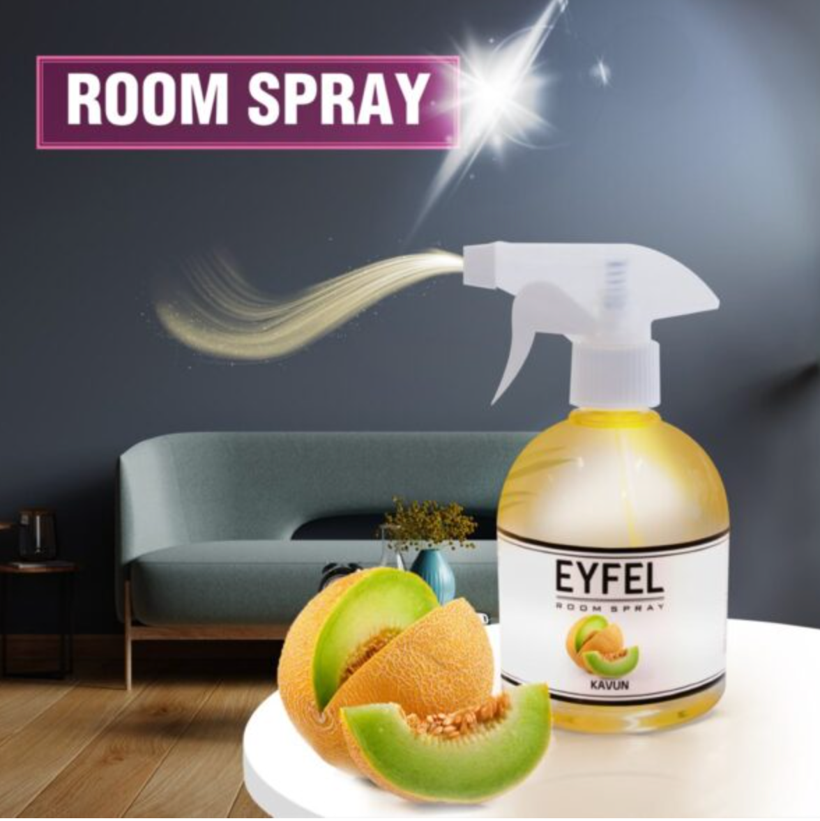 Eyfel Room Spray - 120 ml (Melon, Ocean, Fraise, etc.)