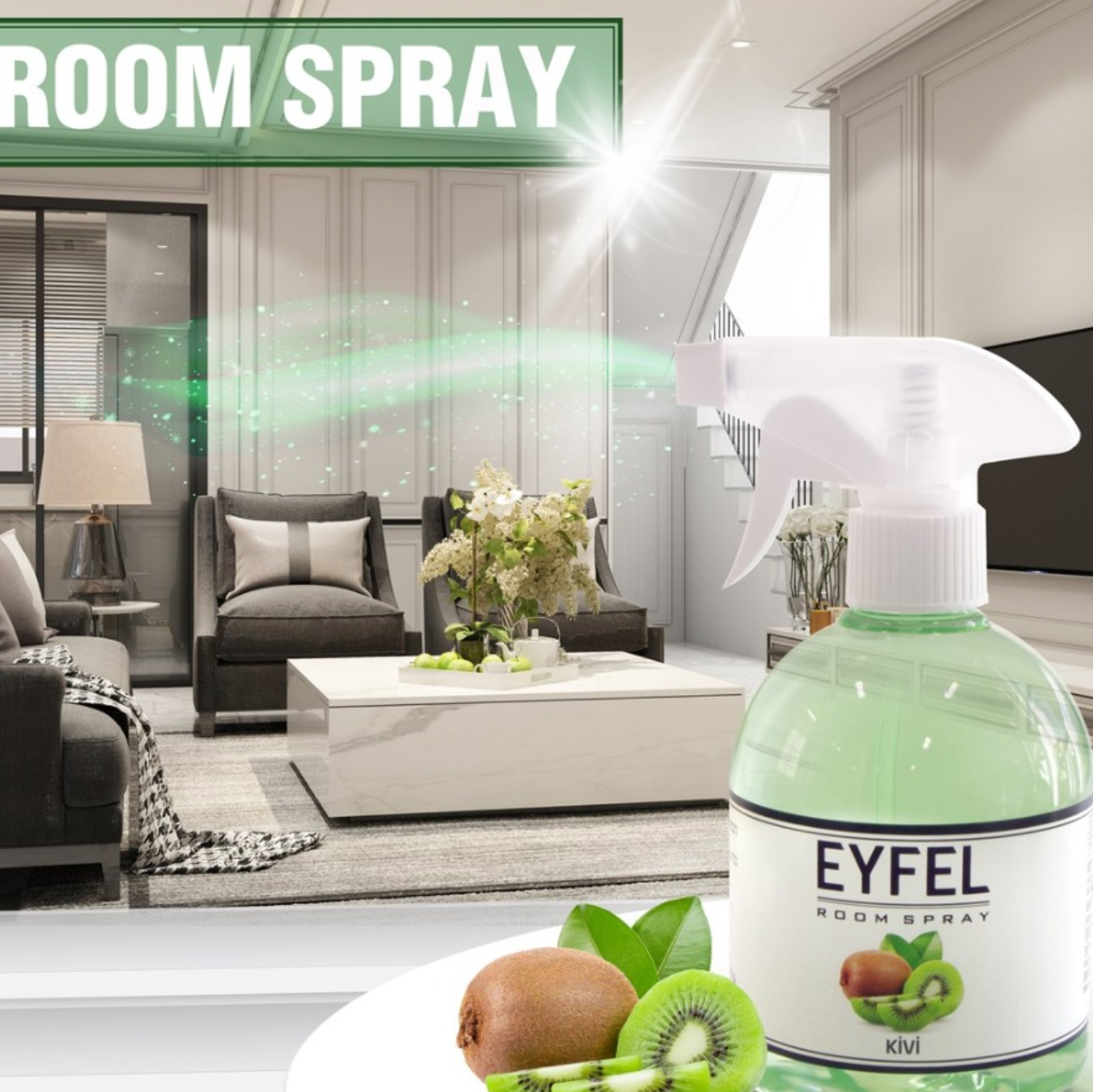 Eyfel Room Spray - 120 ml (Melon, Ocean, Fraise, etc.)