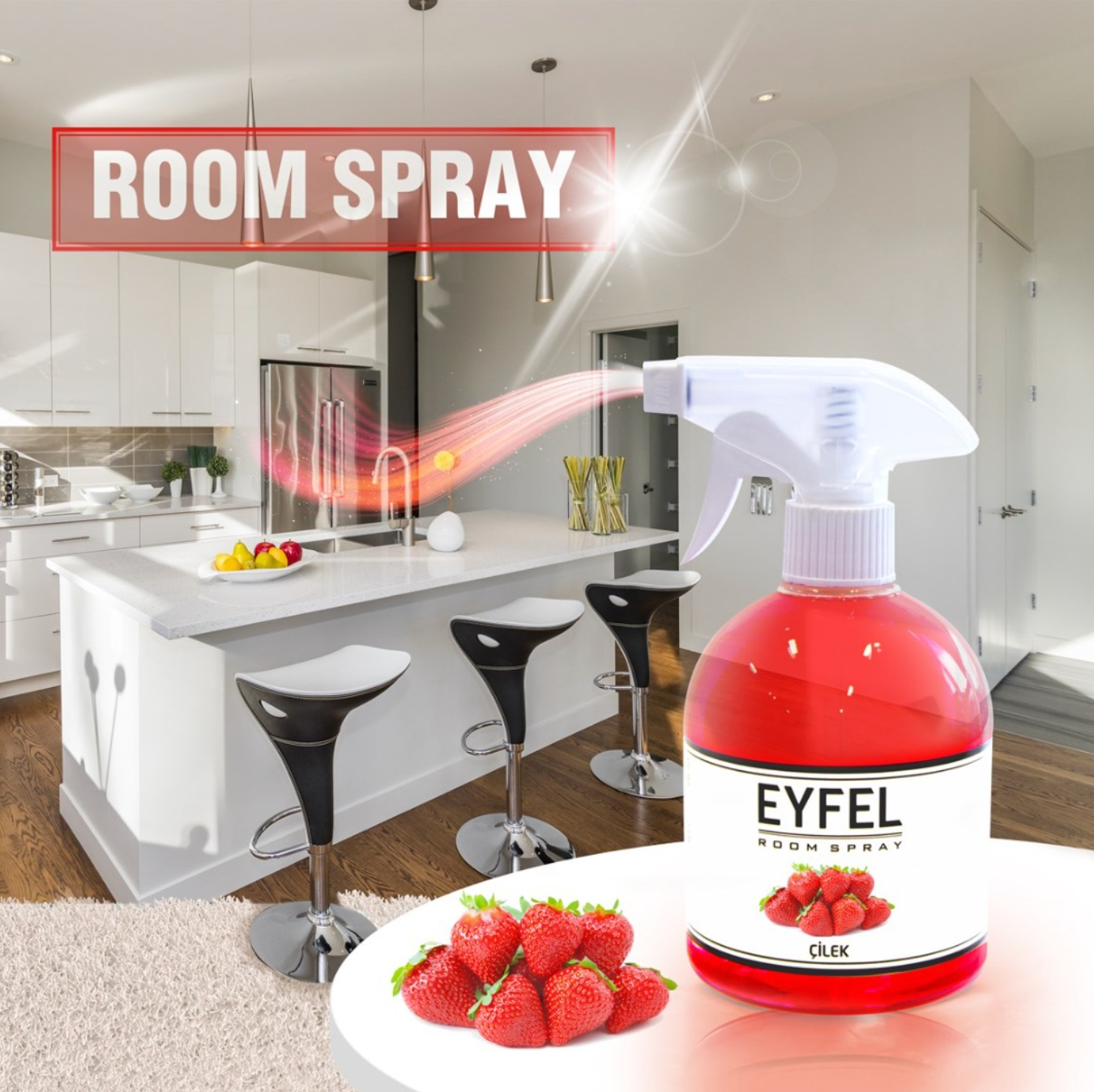 Eyfel Room Spray - 120 ml (Melon, Ocean, Fraise, etc.)